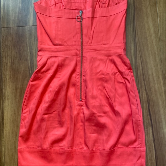 French Connection Coral Linen Strapless Dress - Picture 5 of 6